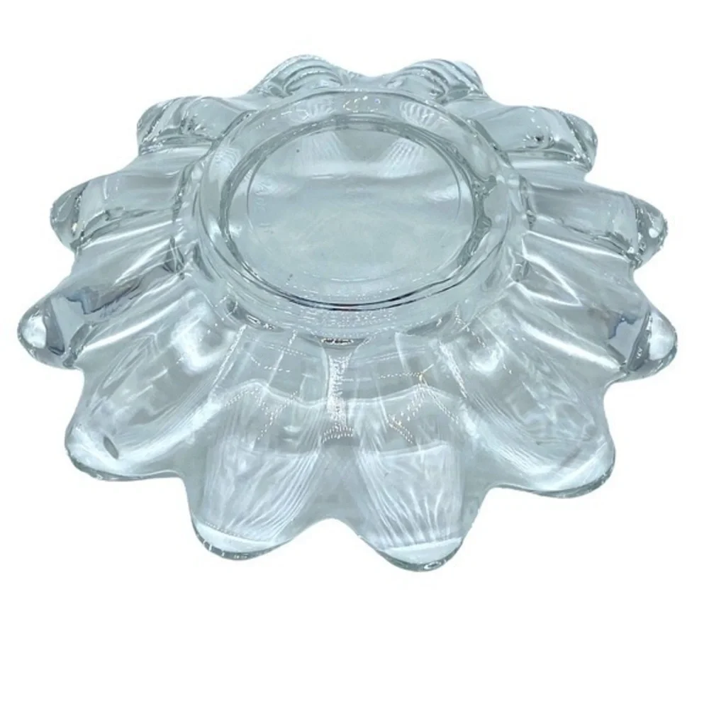 Vintage Clear Glass Daisy Pattern Trinket Dish Made in USA
